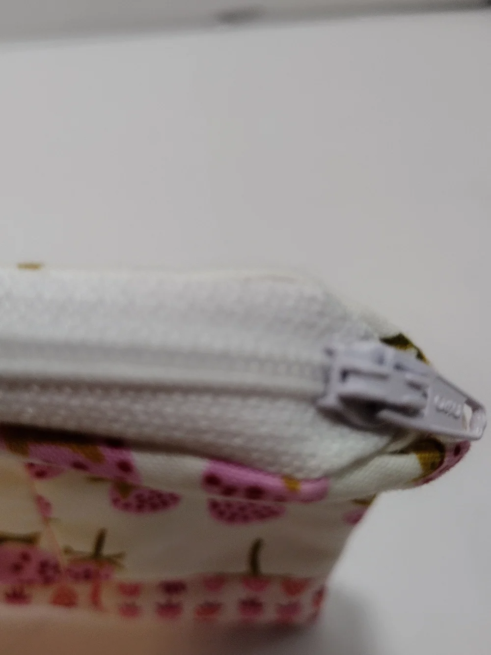 Handmade Strawberry Print Zippered Fabric Pouch